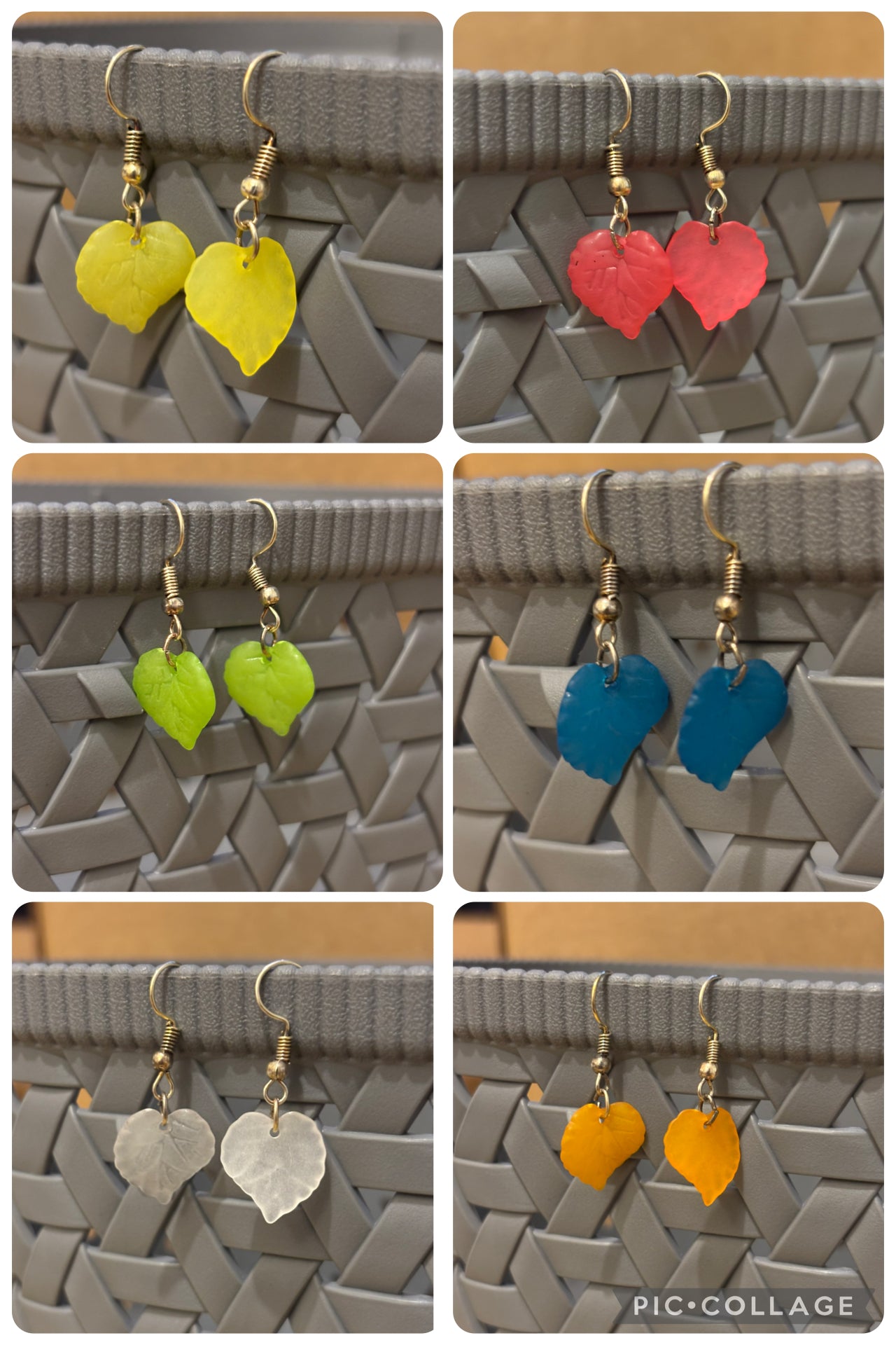 Acrylic Coloured Leaf Earrings