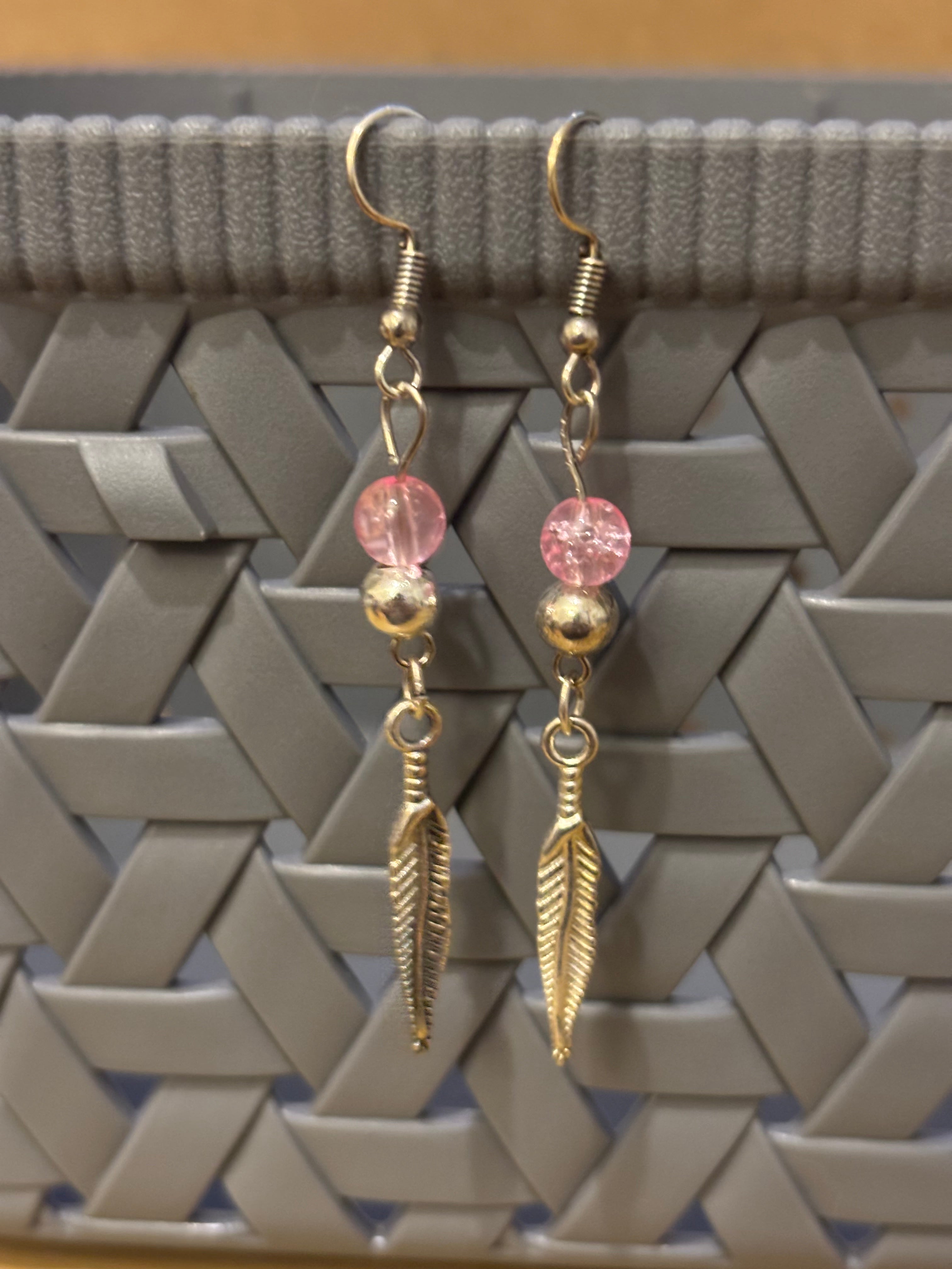 Feather And A Bead Earrings