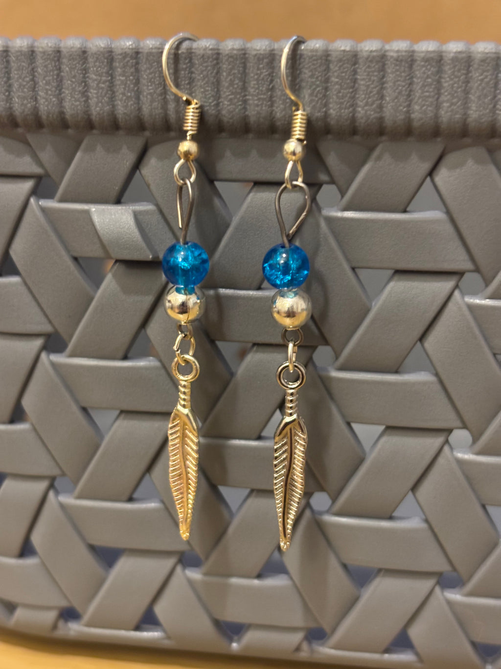 Feather And A Bead Earrings