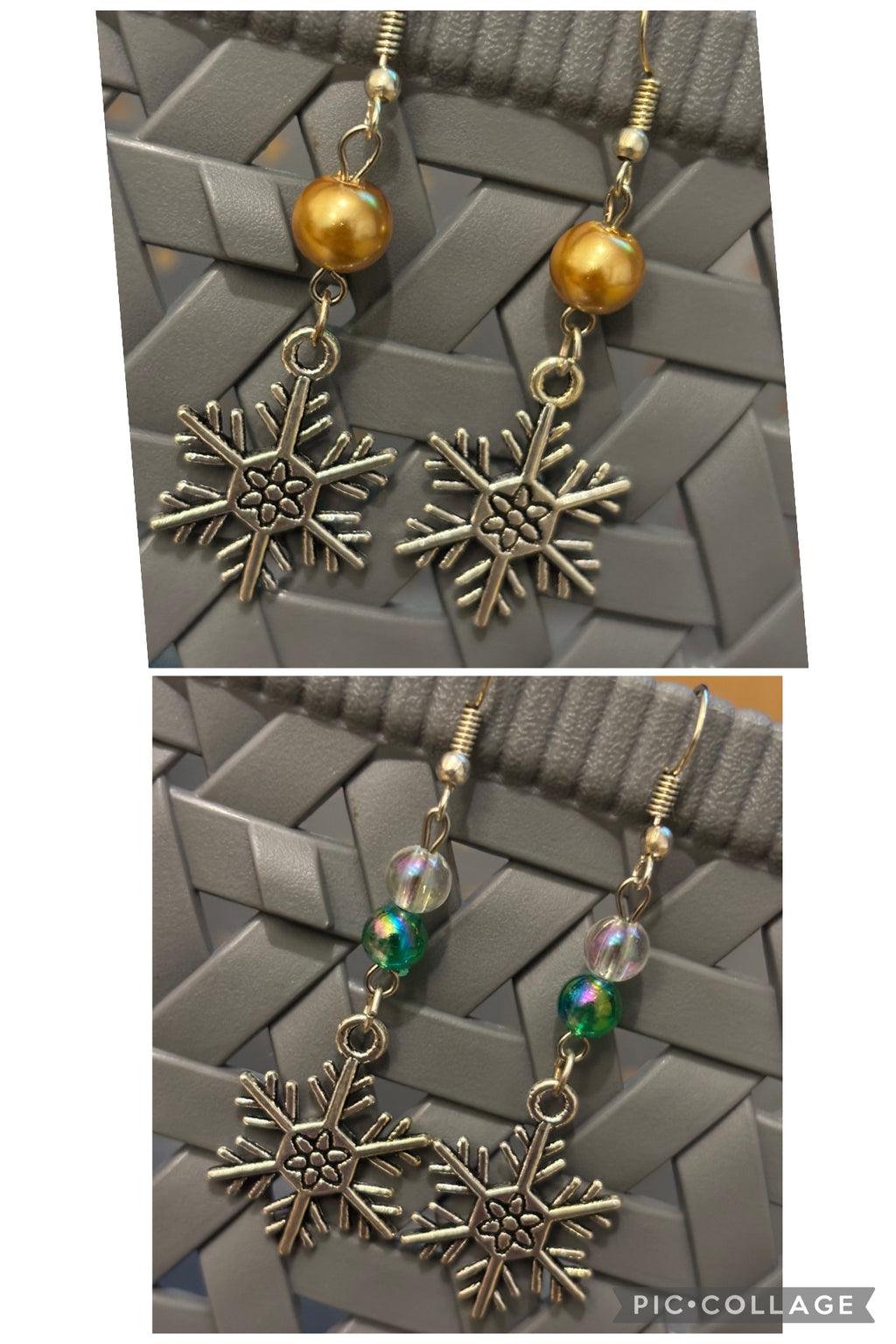 Christmas Snowflake With A Bead Earrings