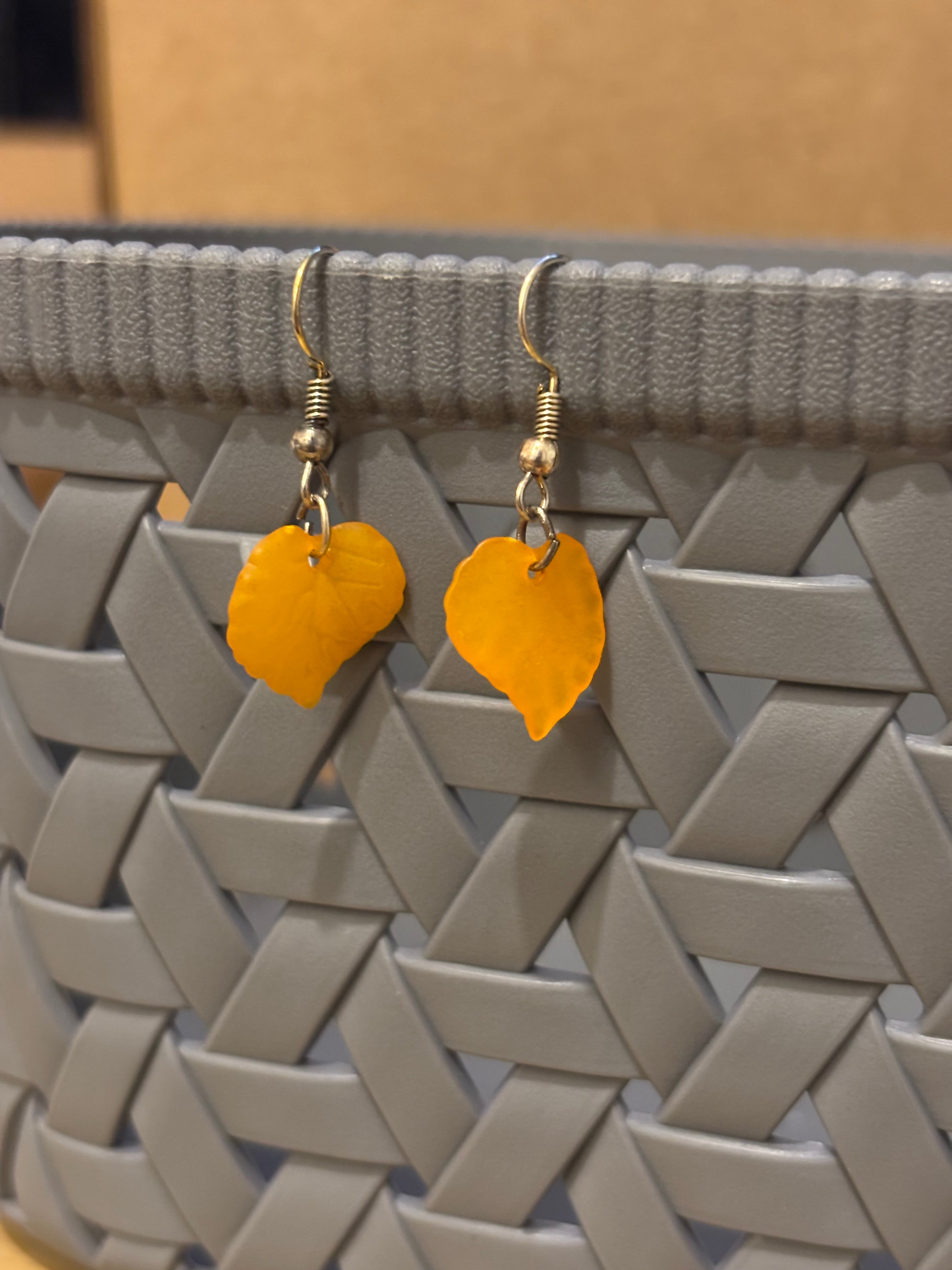 Acrylic Coloured Leaf Earrings